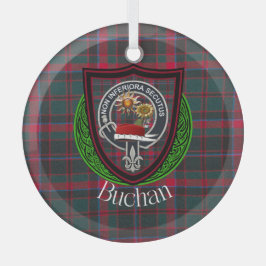 Buchan Scottish Clan Tartan und Wappen Ornament Aus Glas