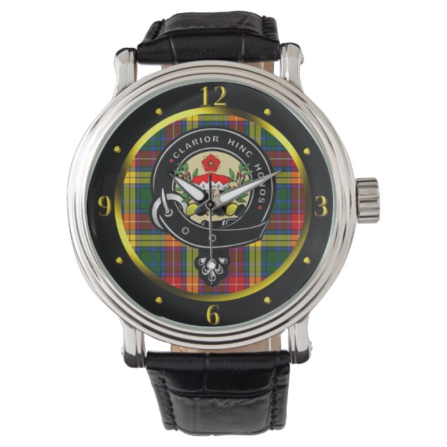 Buchanan Clan Abzeichen & Tartan Armbanduhr (Vorderseite)