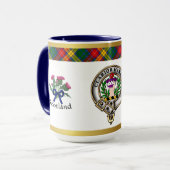 Buchanan Clan Abzeichen Tartan & Motto Tasse (Vorderseite Links)