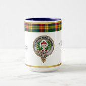 Buchanan Clan Abzeichen Tartan & Motto Tasse (Zentrum)