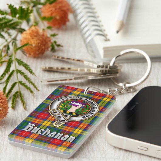Buchanan Clan-Abzeichen/Tartan-Rechteck Schlüsselanhänger (Vorderseite rechts)
