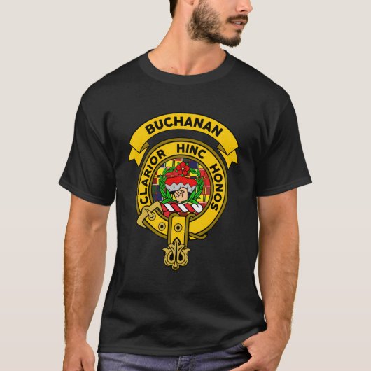 Buchanan Clan Abzeichen Tartan T Shirt Long Sleeve (Vorderseite)