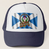 Buchanan Clan Abzeichen & Tartan Trucker Hat Truckerkappe (Vorderseite)