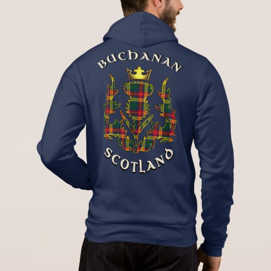 Buchanan Clan Abzeichen & Tartan w/Motto Hoodie (Rückseite)