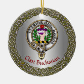 Buchanan Clan Badge & Tartan Thistle Personalized Keramik Ornament (Vorne)