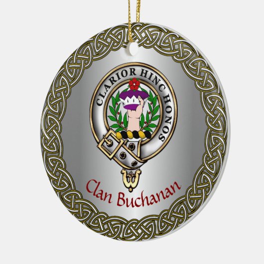 Buchanan Clan Badge & Tartan Thistle Personalized Keramik Ornament (Links)