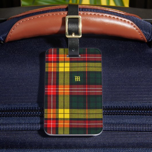 Buchanan Clan Plaid Scottish Pattern Monogram Gepäckanhänger (Vorderseite Insitu 2)