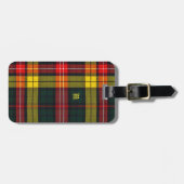 Buchanan Clan Plaid Scottish Pattern Monogram Gepäckanhänger (Vorderseite horizontal)