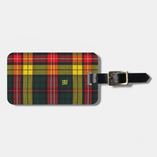 Buchanan Clan Plaid Scottish Pattern Monogram Gepäckanhänger (Vorderseite horizontal)