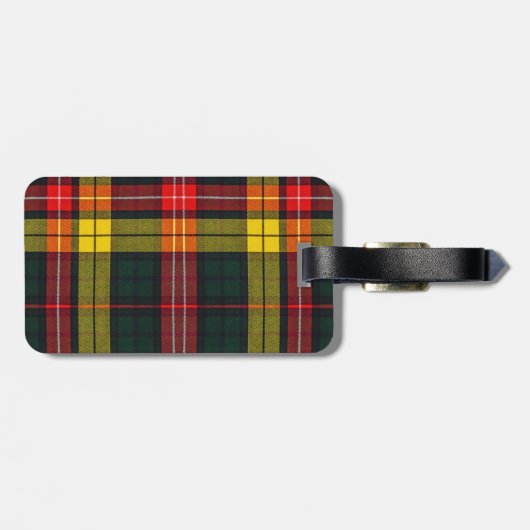 Buchanan Clan Plaid Scottish Pattern Monogram Gepäckanhänger (Rückseite horizontal)