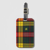 Buchanan Clan Plaid Scottish Pattern Monogram Gepäckanhänger (Vorderseite Vertikal)