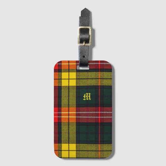 Buchanan Clan Plaid Scottish Pattern Monogram Gepäckanhänger (Vorderseite Vertikal)