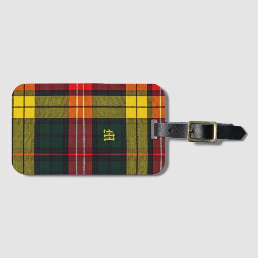 Buchanan Clan Plaid Scottish Pattern Monogram Gepäckanhänger (Vorderseite (Horizontal))
