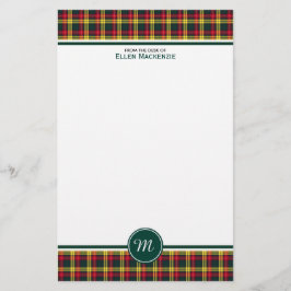Buchanan Clan Tartan Red and Yellow Kariert Monogr Briefpapier