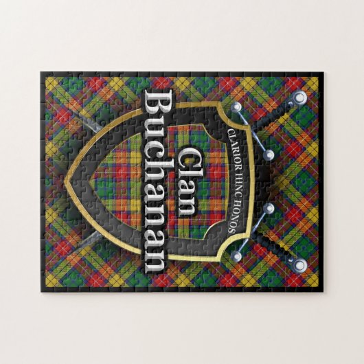 Buchanan Clan Tartan Schwerter und Schild Puzzle (Horizontal)