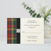 Buchanan Clan Tartan Wedding Reply RSVP Card Karte (Stehend Vorderseite)