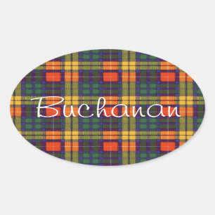 Buchanan-Familienclan karierter schottischer Kilt Ovaler Aufkleber
