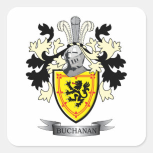 Buchanan Familienwappen Coat of Arms Quadratischer Aufkleber