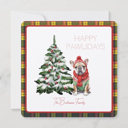 Buchanan Modern Tartan Happy Pawlidays Dog (Vorderseite)