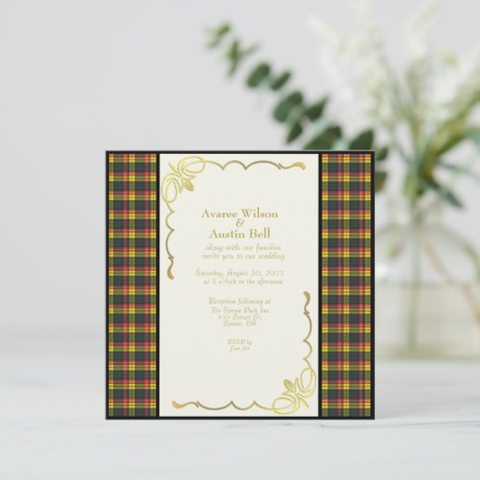 Buchanan Modern Tartan Wedding Einladung (Stehend Vorderseite)