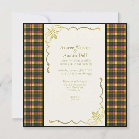 Buchanan Modern Tartan Wedding Einladung (Vorderseite)