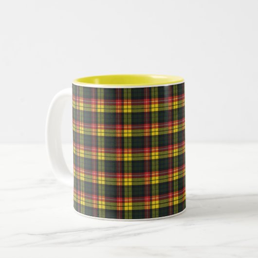 Buchanan Scottish Clan Tartan Zweifarbige Tasse (Vorderseite Links)