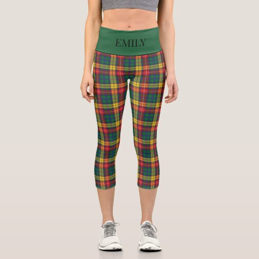 Buchanan Scottish Kariert Red Green Yellow Add Nam Capri Leggings (Vorderseite)