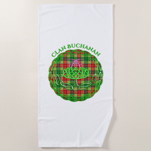 Buchanan Scottish Tartan Celtic Thistle Strandtuch (Vorderseite)