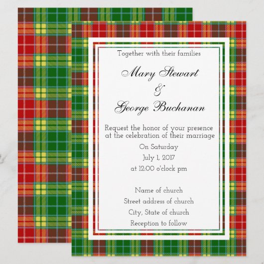 Buchanan Scottish Wedding Einladung (Vorne/Hinten)