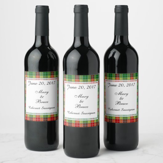 Buchanan Scottish Wedding Wine Label Weinetikett (Flaschen)