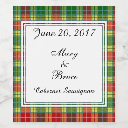 Buchanan Scottish Wedding Wine Label Weinetikett (Einzelnes Label)