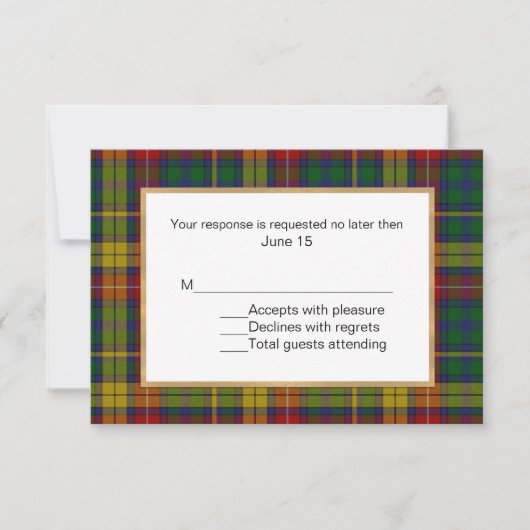 Buchanan Tartan Kariert Wedding RSVP Card (Vorderseite)