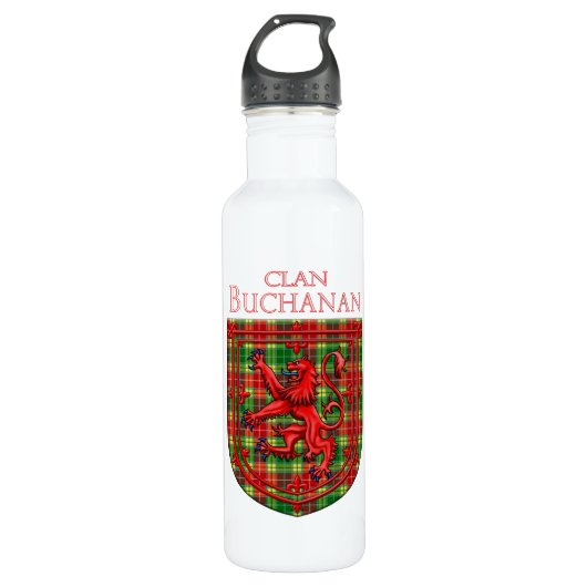 Buchanan Tartan Scottish Plaid Lion Rampant Edelstahlflasche (Vorderseite)