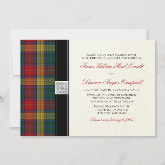 Buchanan Tartan Wedding Einladung (Vorderseite)