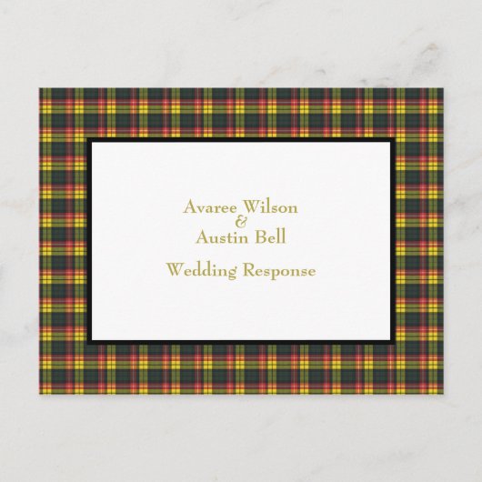 Buchanan Tartan Wedding Response Postkarte (Vorderseite)
