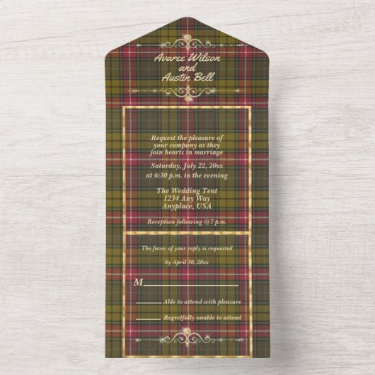 Buchanan Weathered Scottish Tartan All in One Invi All In One Einladung (Innen Boden)