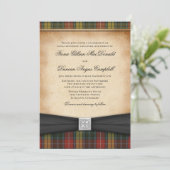 Buchanan Weathered Tartan Wedding Einladung (Stehend Vorderseite)