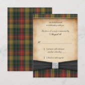 Buchanan Weathered Tartan Wedding Reply RSVP Card Karte (Vorne/Hinten)