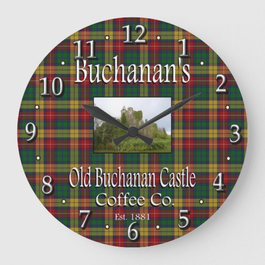 Buchanan's alte Buchanan Burg Kaffee Co. Große Wanduhr (Vorderseite)