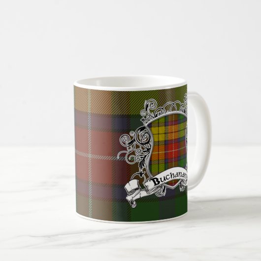 Buchanantartan-Schild Kaffeetasse (VorderseiteRechts)