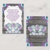 Buchanforderung Twins Elephants Dusche Lila Aquama Begleitkarte (Vorne/Hinten)