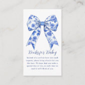 Buchanfrage | Blue Chinoiserie Bow Baby Dusche Begleitkarte (Vorderseite)