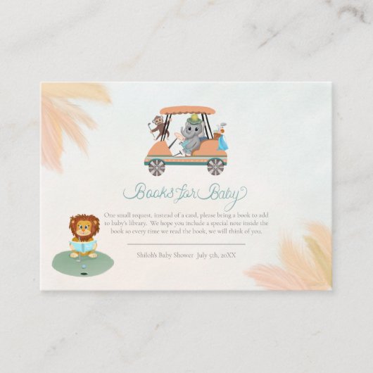 Buchanfrage Boho Baby Elephant, Affe, Löwe Begleitkarte (Vorderseite)