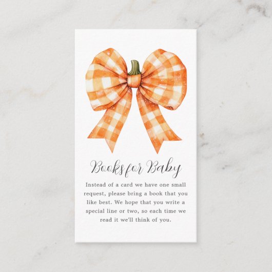 Buchanfrage | Fall Orange Bow Baby Dusche Begleitkarte (Vorderseite)