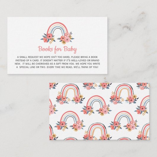 Buchanfrage für Baby Shower Floral Rainbow Begleitkarte (Vorne/Hinten)