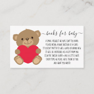 Buchanfrage für Baby Shower Teddy Bärenherzen Begleitkarte