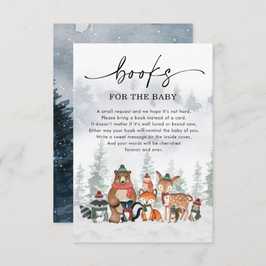 Buchanfrage für die Waldtiere des Schneewaldes Begleitkarte (Vorne/Hinten)