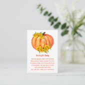 Buchanfrage für Pumpkin Baby-Dusche Begleitkarte (Stehend Vorderseite)