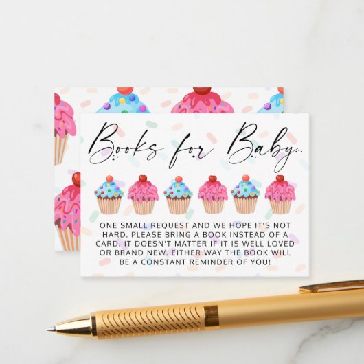 Buchanfrage für süße Cupcake-Gender Begleitkarte (Vorderseite/Rückseite Beispiel)