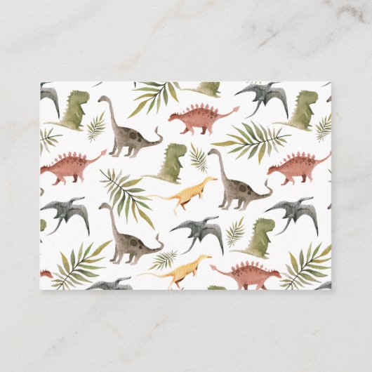 Buchanfrage | Little Dinosaur Baby Dusche Begleitkarte (Rückseite)